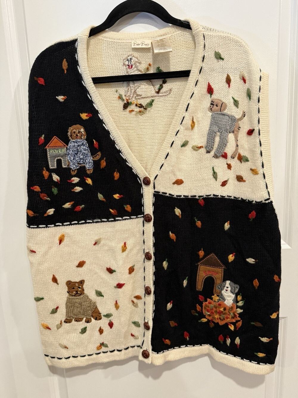 Bobbie Brooks Embroidered Applique Dogs Puppies Sweater Vest Plus Size 22-24W